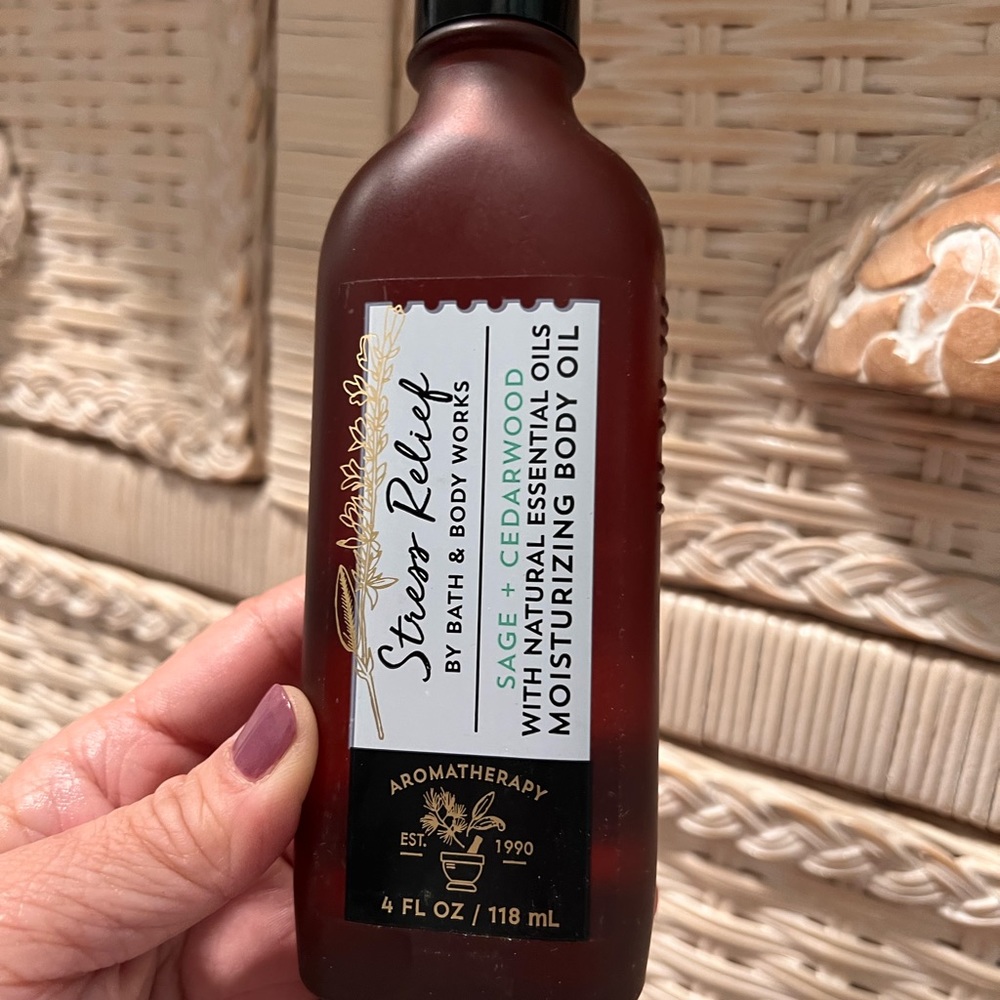 Bath and body stress relief moisturizing oil  sage and cedar wood